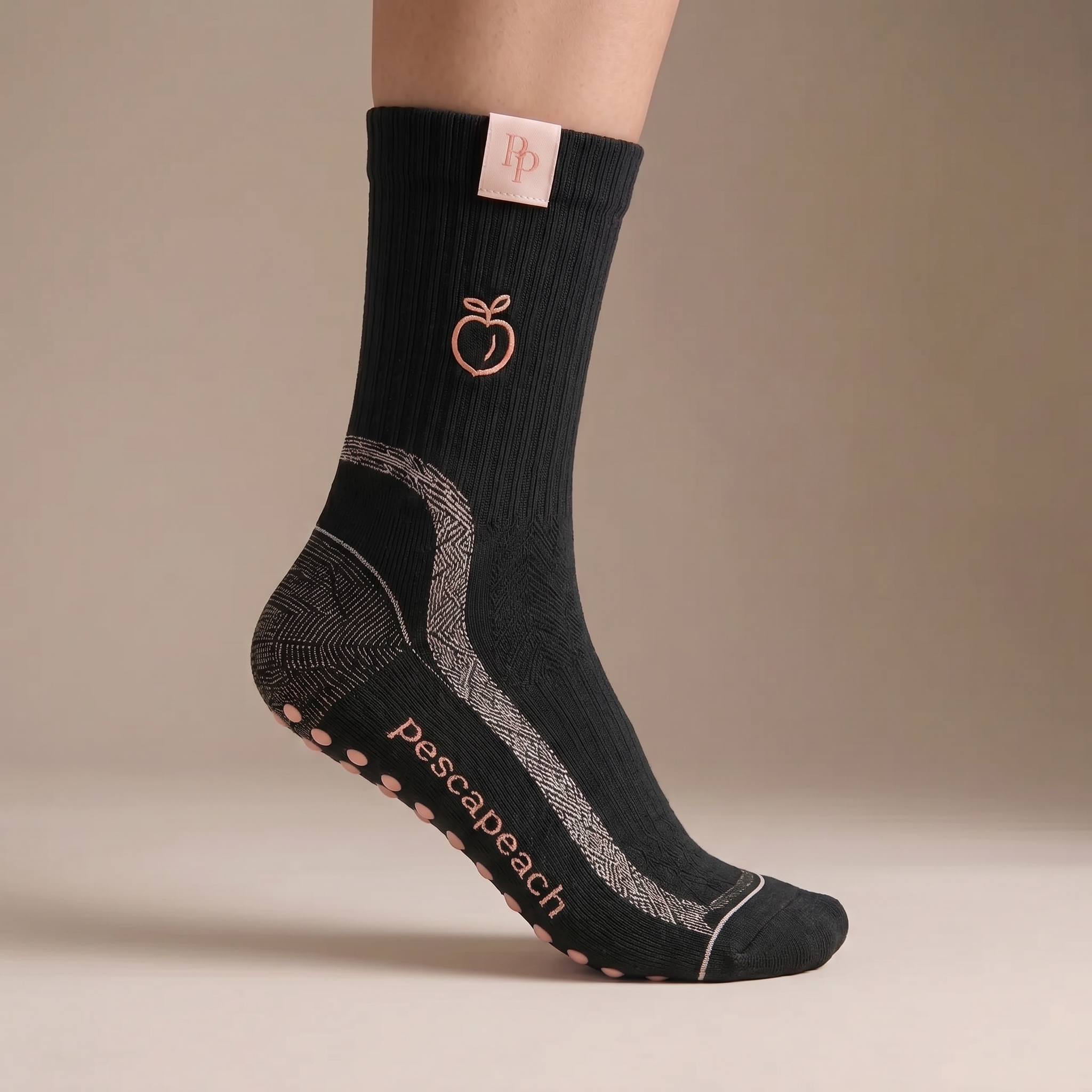 Pescapeach Grip Socks Soft Black